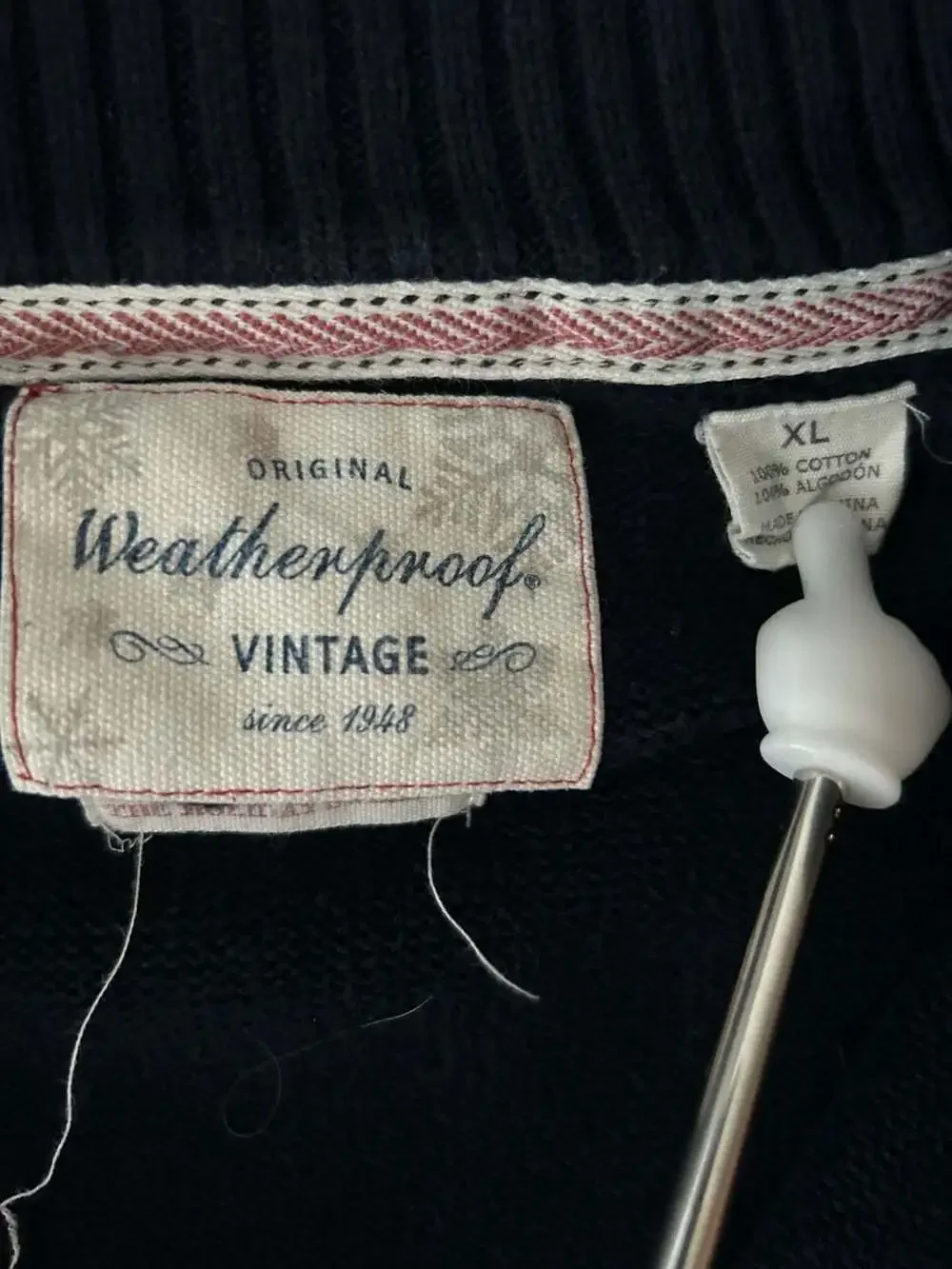 Original Weatherproof Vintage Men's 1/4 Zip Fair Isle Pattern Cotton Pullover